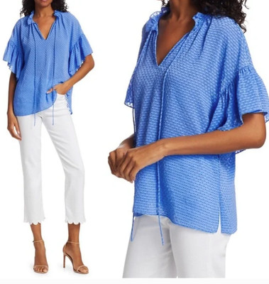NWT  $265 Alice + Olivia Women's  Julius Ruffle Sleeve Top   sz S