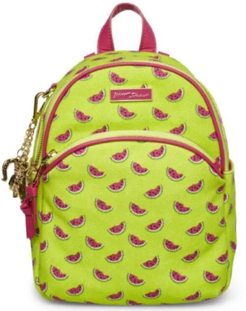 Betsey Johnson Striped  Backpack with Fruit Print and Pink Pom Charm Betsey Johnson Large Strawberry Print Clear Backpack  main image 3