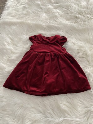 H&M Short Sleeve Red Velour Dress Collar Holiday Girls 18 Months | eBay