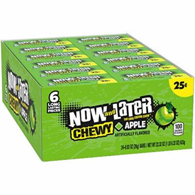 Now & Later Original Taffy Chews Candy, Apple (Pack of 24)