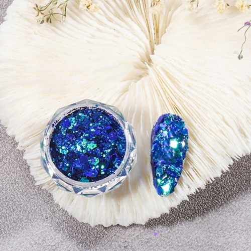 9Boxes Nail Art Flake Glitters Makeup Chunky Powder Nail Glitter Sequin - Picture 9 of 12