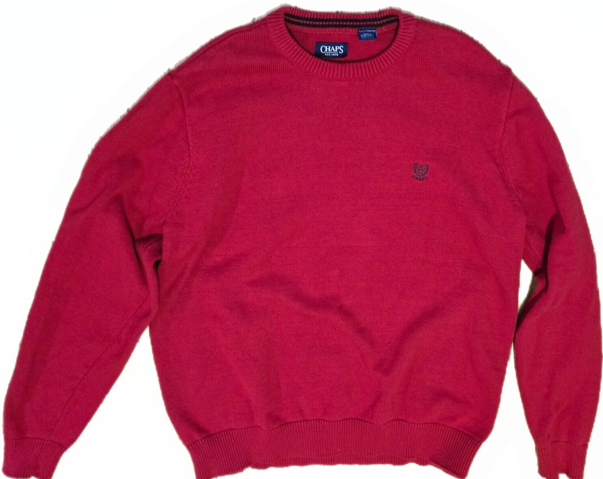 Chaps Mens Knit Sweater Red Long Sleeve Size XXL/TTG/EEG 100 