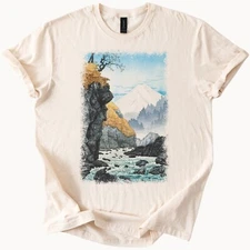 Mount Ashitaka Hiroaki Takahashi Art T Shirt Japanese Landscape Tee