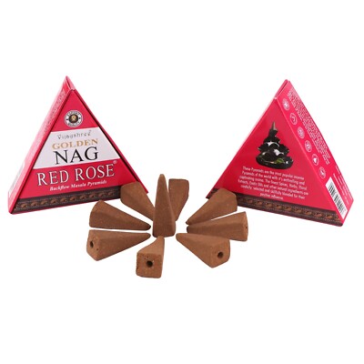 Räucherkegel Golden Nag RED ROSE    Backflow Cones  Rückfluss  10 stk / pack