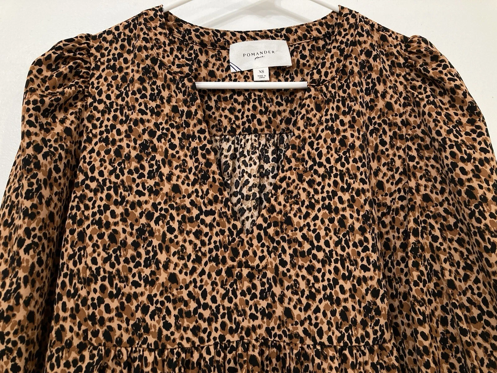 Abito Kenzo leopardato Tuckernuck Pomander Place taglia XS scollo a V a strati marrone