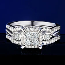 Infinity Engagement Wedding Ring Sets for Women Promise Rings CZ Sterling Silver