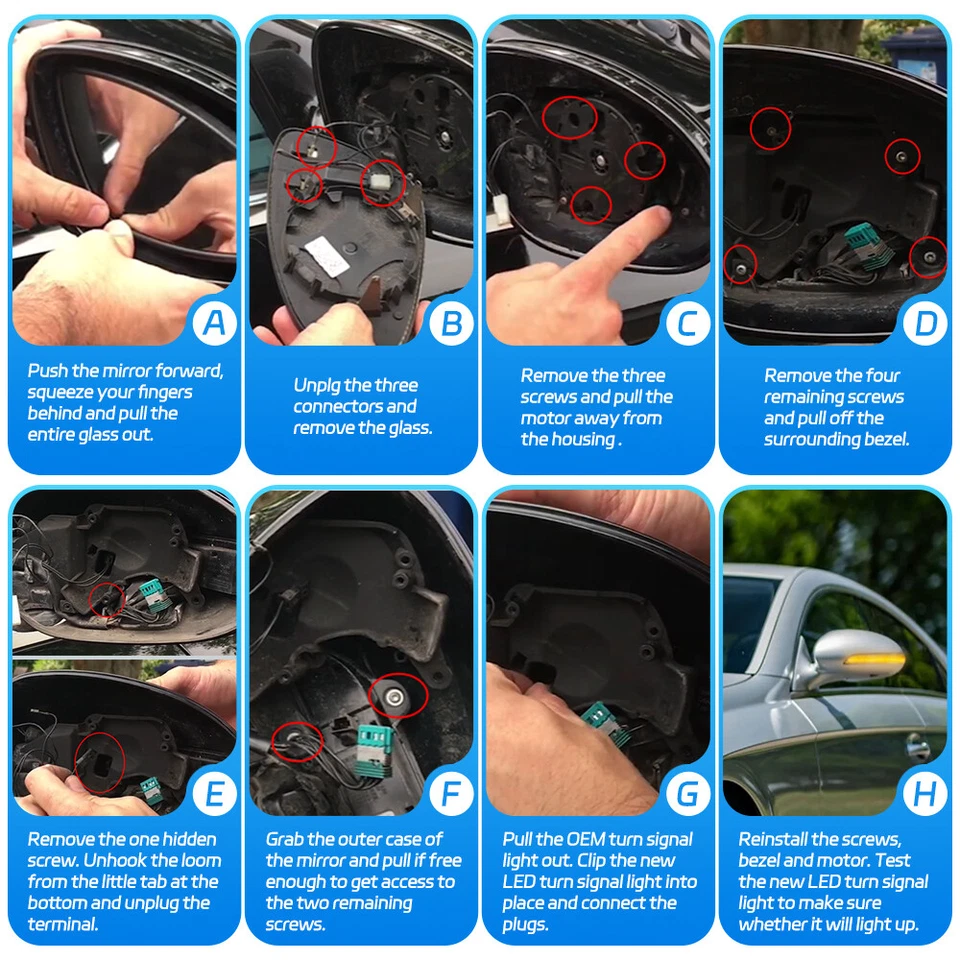 Динамический светодиодный указатель поворота бокового зеркала для Benz W219 W211 W221 класса CLS/E/S - Изображение 4 из 4