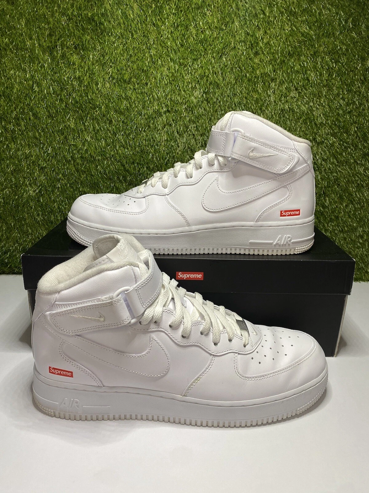 Baskets homme Nike Air Force 1 Mid Supreme logo boîte blanche taille 12 FZ8784 100