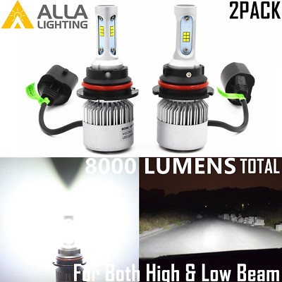 Alla Lighting 2x 6000K White CSP 9007 HB5 LED Dual High Low Beam Headlight Bulbs