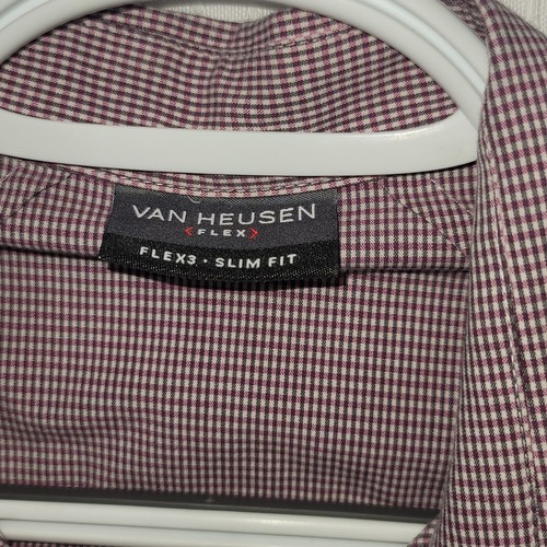 EUC Men's Sz 14/14.5-34/35 Van Heusen Flex3 Slim Fit Red & White Dress Shirt - Picture 10 of 24