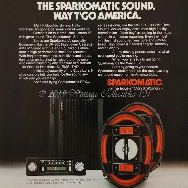 1982 Sparkomatic Car Stereo audio system SK6590 SR305 photo vintage
