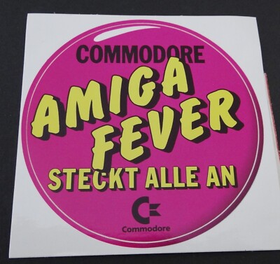 Werbe-Aufkleber Commodore Amiga Fever steckt alle an 10 cm Computer PC 80er