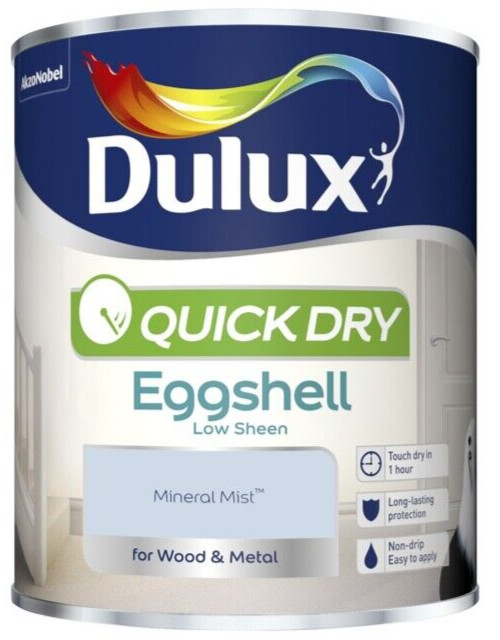 Dulux 5358161 Quick Dry Eggshell Paint - Mineral Mist - 750ML - Image 3