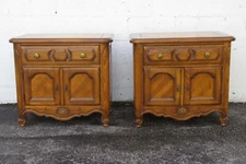 Thomasville French Carved Large Nightstands Bedside End Tables a Pair 5210