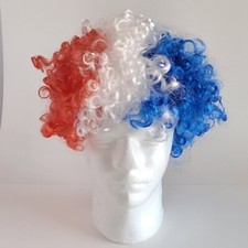 USA France Flag Afro Wig Red White Blue Party Cosplay Carnival Synthetic New