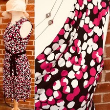 PRECIS Size 12 Black Pink White Dress Stretchy Evening Holiday Spring Excellent