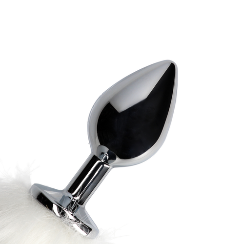 Enchufe anal de metal dilatador estimulador anal Fox Tail - White sextoys hot - Imagen 7 de 10