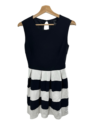 FOREVER 21 Black Sleeveless Pleated Fit & Flare Dress Size S Striped  Nautical | eBay