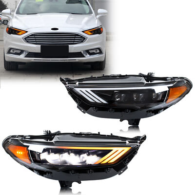 LED Headlights for Ford Fusion S SE 2017-2020 Mondeo Sequential Pair Front Lamps