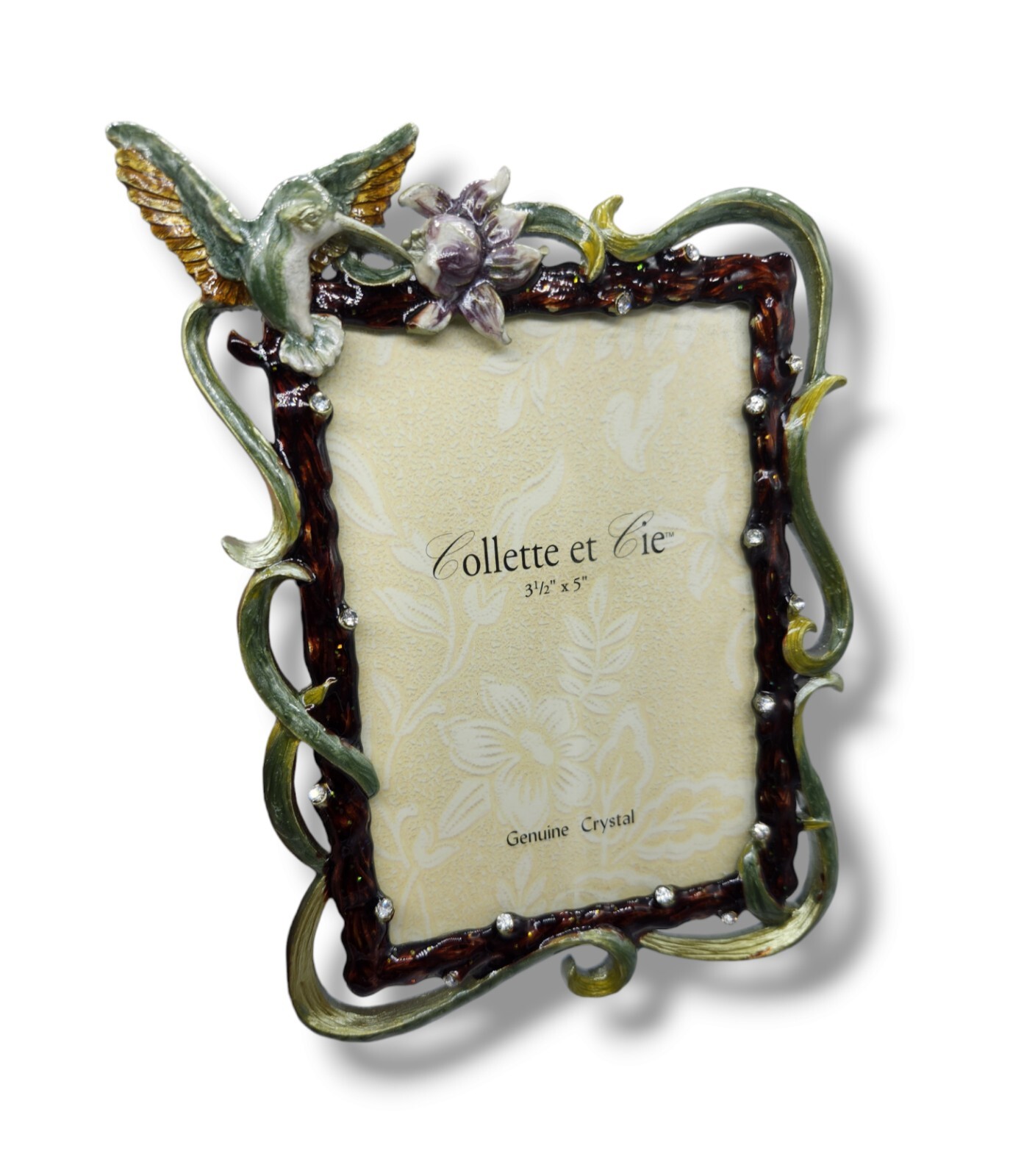 Collette et Cie Crystal and Enamel Picture Frame Flowers and