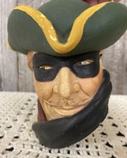 Masked Villain Vintage Rare Chalkware Head Made In England