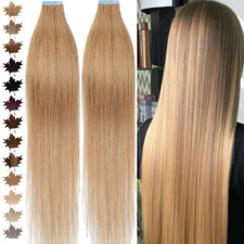 Invisible Tape In Remy Human Hair Extensions Skin Weft Balayage Full Head 150g