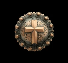 Western Equestrian Cowboy/Cowgirl Tack (6) Copper Cross Conchos 1 1/2" 