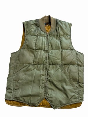 Vintage 1960s Bauer Down Vest Mens 40 Green Quilted Full Zip Puffer Jacket