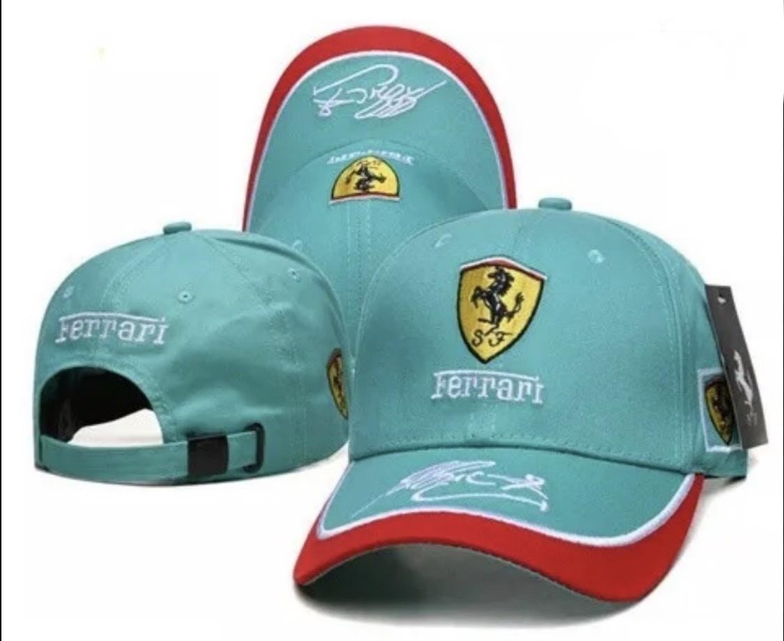 Scuderia Ferrari Hat Cap Strap Back Mens One Size Teal Red F1 Racing Embroidered