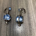 Vintage Blue Rhinestone Earrings And Bracelet Stamped Germany  — photo 3