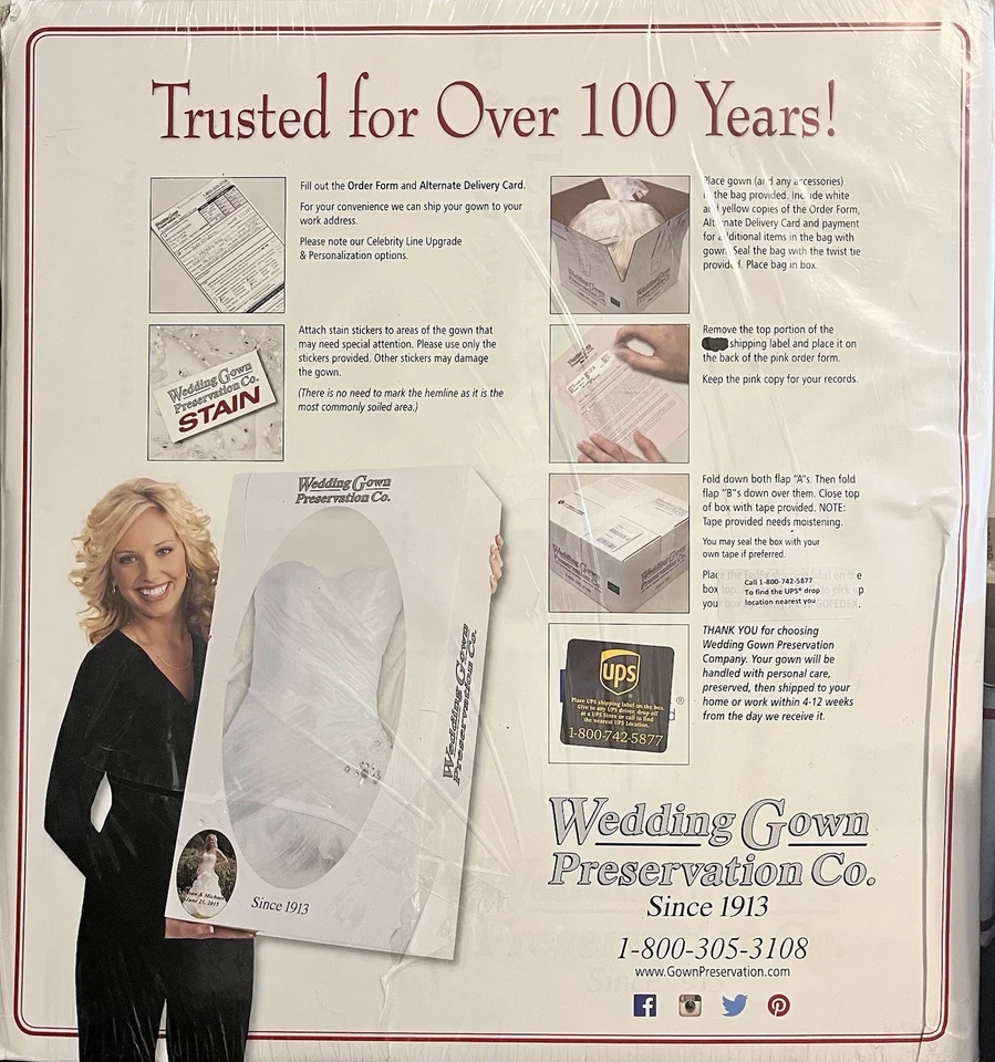 Kit de Preservación de Vestido de Boda Vestido Prepago Limpieza y Conservación - SELLADO NUEVO Foto 2 de 2