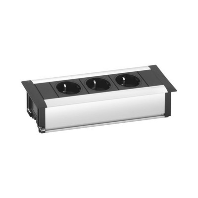 Evoline Frame-Dock Einbau Steckdosenleiste 3-fach Schukosteckdose Alu