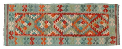 Afghan Maimana Waziri Kelim Teppich 60x180 cm Handgewebt Läufer Bunt Geometrisch - Bild 1 von 4