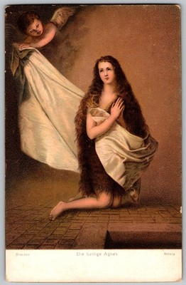Antique Postcard St Agnes Vision Jusepe Ribera Dresden, DE 1900s