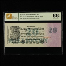 1923 Germany Reichsbanknote 20 Millionen Mark Pick#97b 01