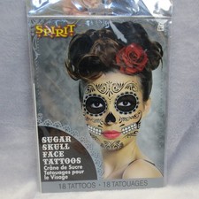 Spirit Halloween Sugar Skull Face Tattoos Day of the Dead Makeup Temporary