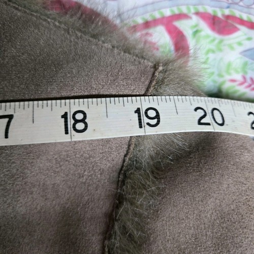 Dennis Basso Damen Wendemantel braun Wildlederimitat und Fellkapuze Größe M A50925 - Bild 13 von 14
