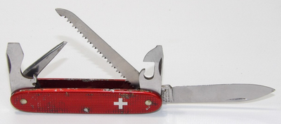 VICTORINOX 1950's Pioneer Farmer Red Alox Swiss Army Knife w/ Old