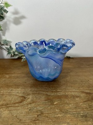 Vintage Pflanzkübel aus Murano Glas: Blautöne, Übertopf im MCM Stil