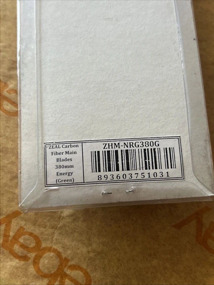 Zeal 380mm Carbon Fiber Helicopter Blades. Green / White / Black - Image 2 of 2