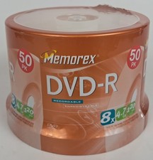 Memorex 50pk DVD-R 8x Speed Recordable 4.7 GB 120 Minutes New Free Shipping