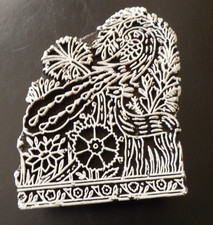 (C-1) Vintage Hand-Carved Wooden Printing Block Stamp, Collectible Art