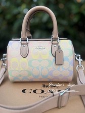 NWT Coach Mini Rowan Crossbody Bag Rainbow Signature Canvas CDC39 Sand Multi