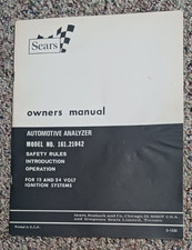 Owners Manual Sears Automotive Engine Analyzer Model 161-21042