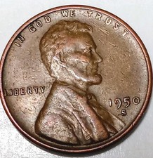 1950 S Lincoln Wheat Cent Free Shipping