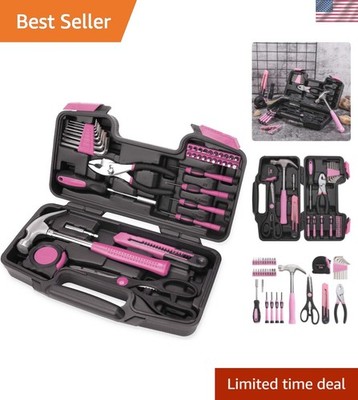 39 Piece All Purpose Basic Household Pink Tool Kit for Women - Small Tool Set...