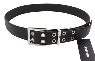 Diesel B-Rock Cinturón Hombre 90 CM Cuero Negro Detalle Ojal Metal Bucle - Imagen 1 de 4