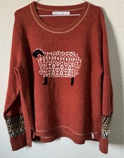 W Sz. XL Woolrich Wool Blend Sheep Tunic Sweater Preppy Academia