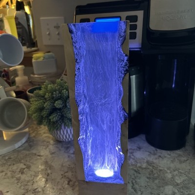 Handmade Live Edge Wood Epoxy Resin LED Lamp Smoky Effect USB Mood Light