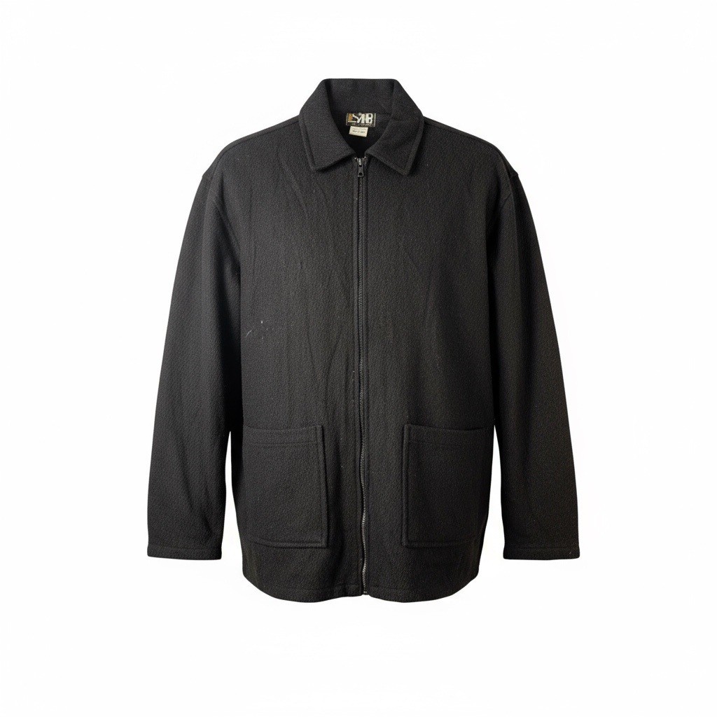 SAHIB OF 1940 Black Wool Blend Zip Up Jacket Mens Size XL Long Sleeve